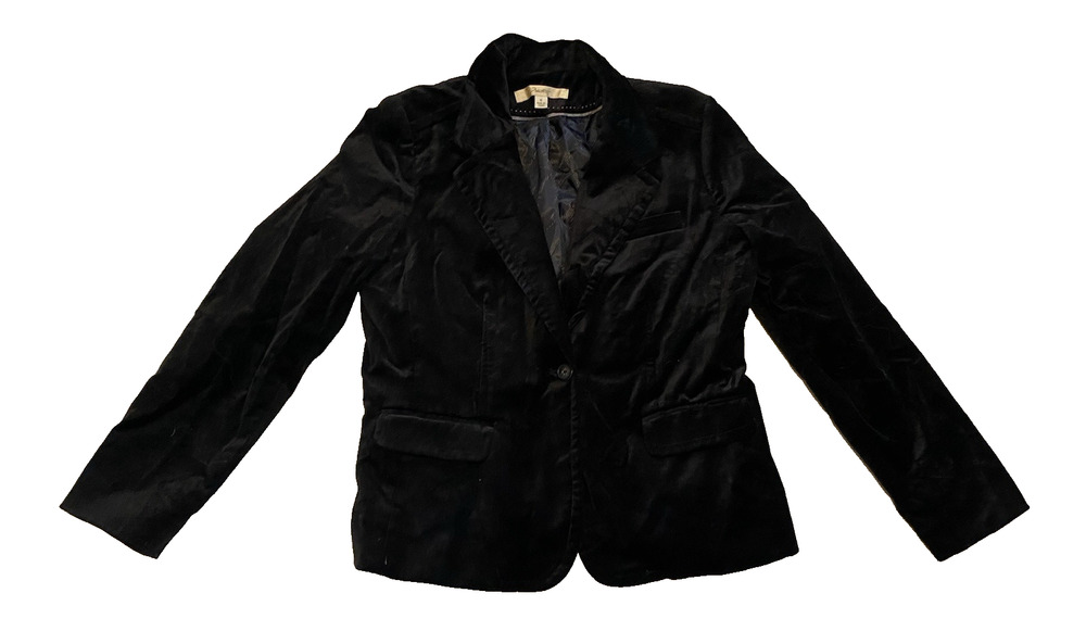 Friotto Velvet Blazer Womens Size 10 Black Career Suit Jacket Soft Sports Coat
